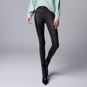 VERA WANG Simply Vera High Rise Live-In Faux Leather Shaping Leggings
